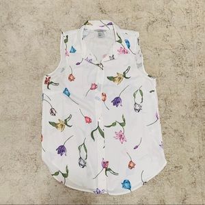 H&M White Floral Sleeveless  Top